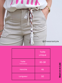 Short en coton stretch avec ceinture tressée