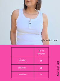 Débardeur en coton à boutons – Différents coloris – Taille unique 36 à 40