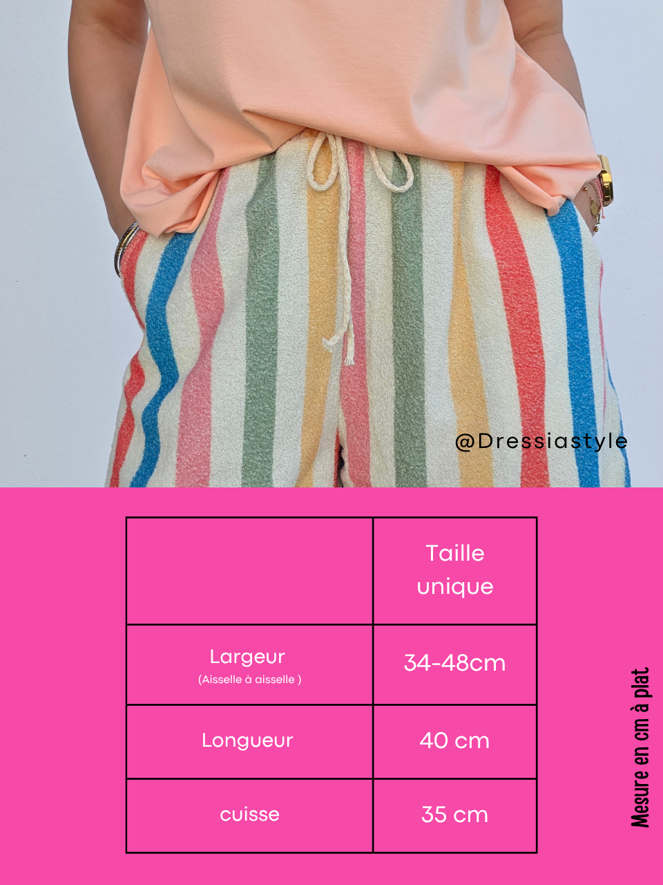 Short femme en éponge rayée multicolore