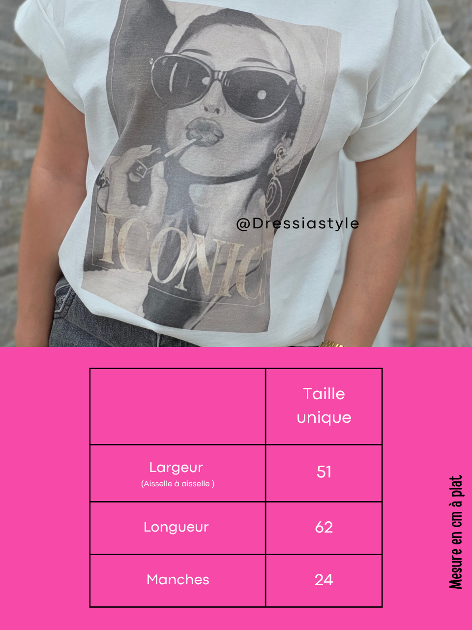 Tee-shirt femme blanc imprimé Iconic en coton