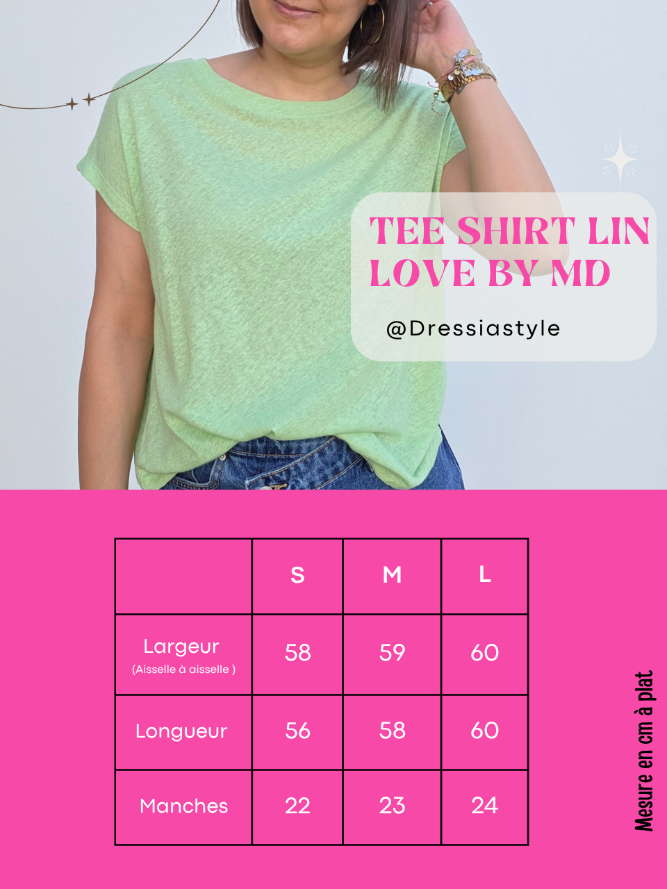 Tee-shirt femme 100% lin vert pistache – Love by MD