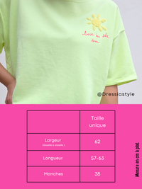 Sweat manches courtes femme vert acidulé  – Taille unique 36 à 44