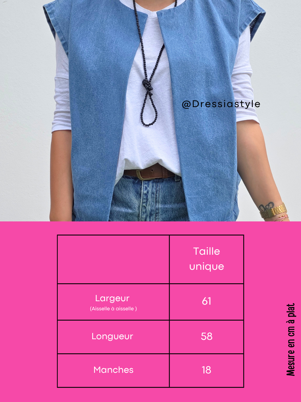 Veste en jean sans manches femme oversize coupe boule