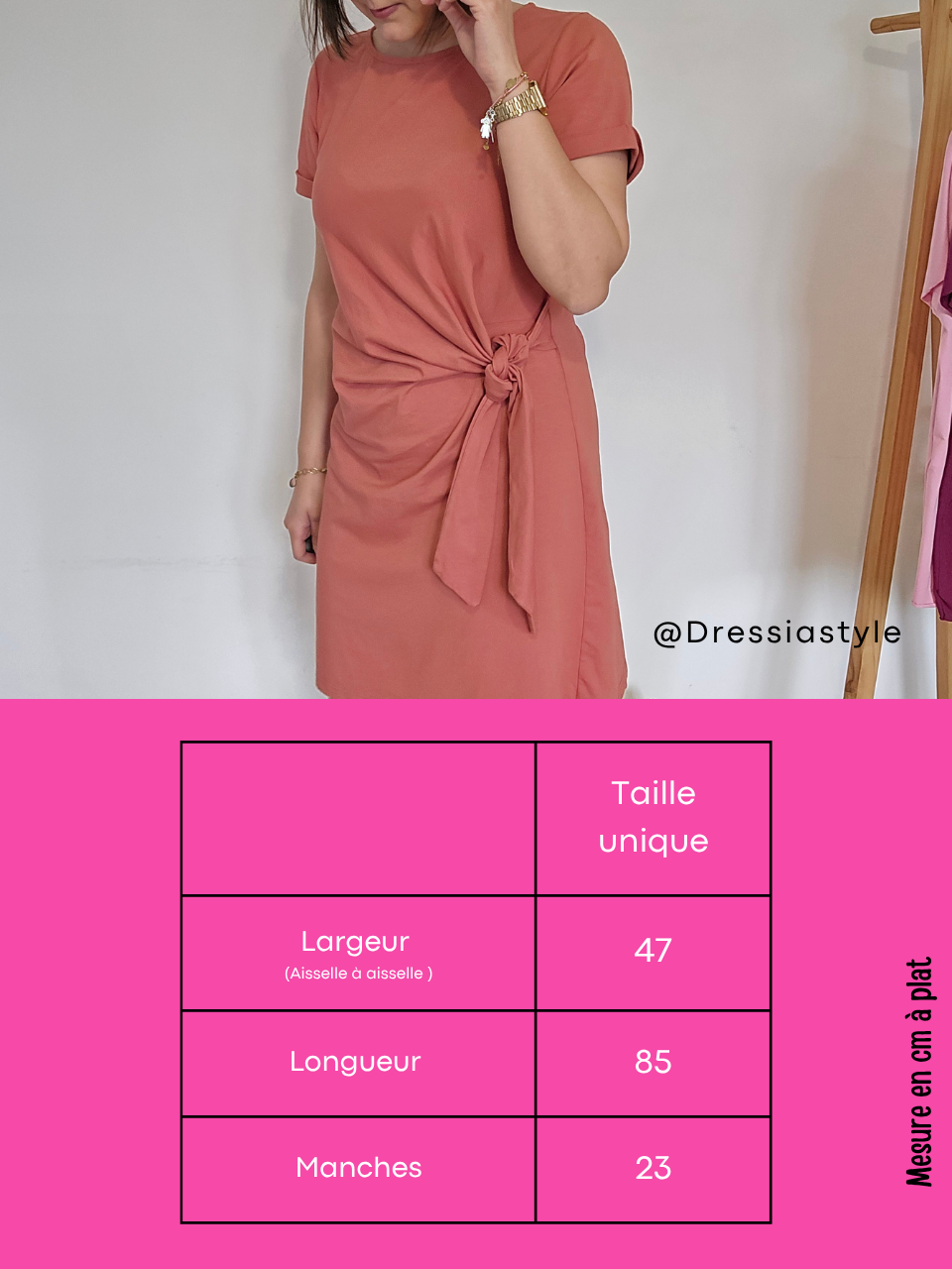 Robe courte nœud sur le côté – Vieux rose
