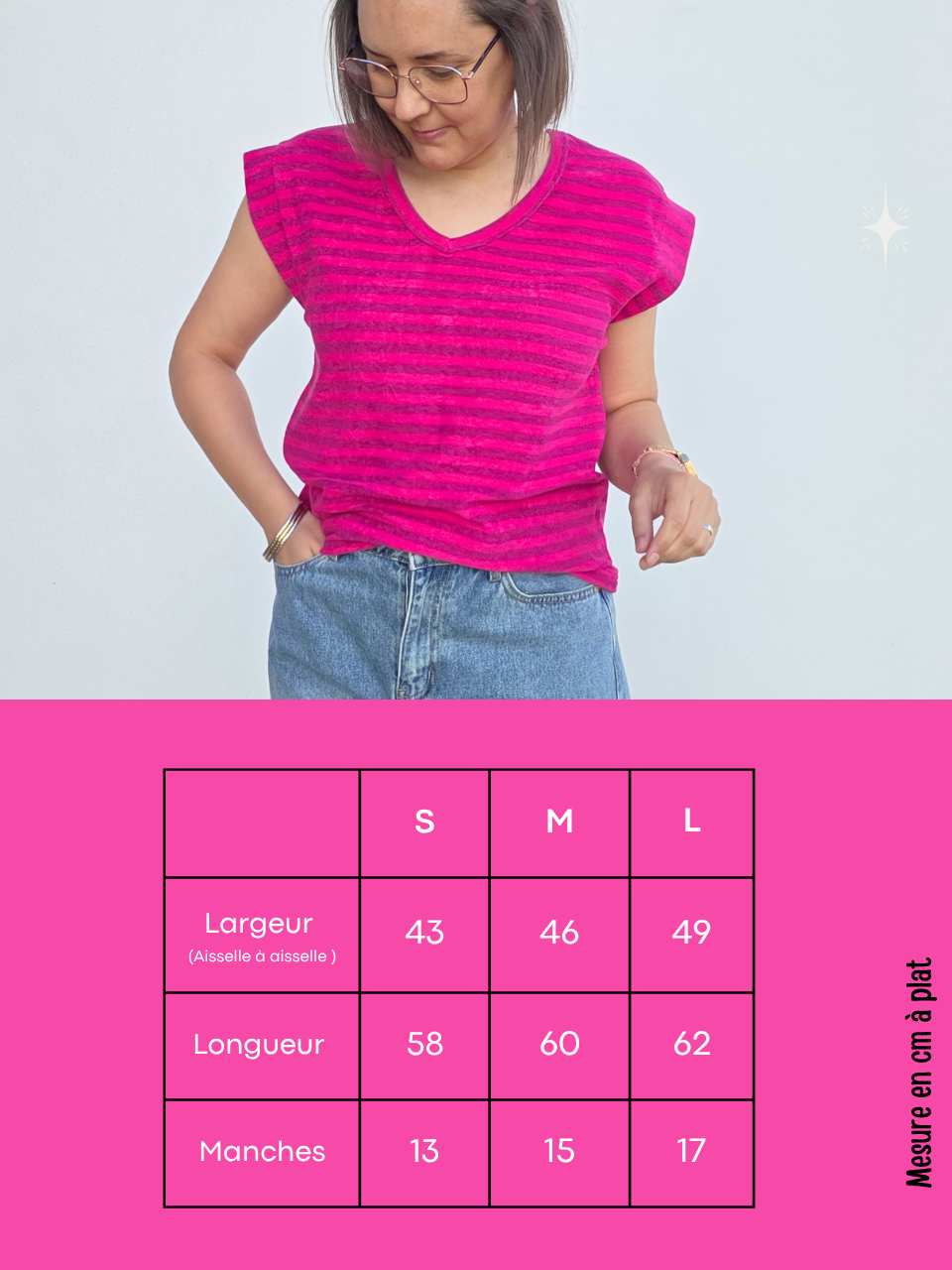 Tee-shirt éponge rayé rose et violet – Love by MD