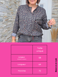 Blouse léopard femme en coton – beige ou kaki