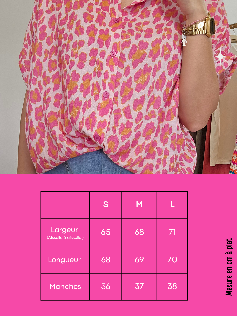 Chemise gaze de coton léopard rose – oversize & ultra douce