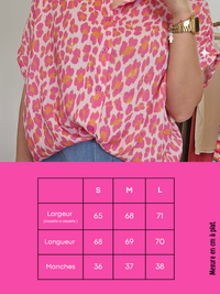 Chemise gaze de coton léopard rose – oversize & ultra douce