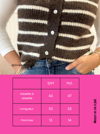 Gilet sans manches rayé marron et blanc Jubylee