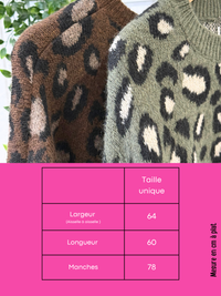 Pull léopard maille douce marron ou kaki