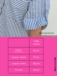 Robe chemise rayée en voile de coton femme – Taille unique 36 à 42