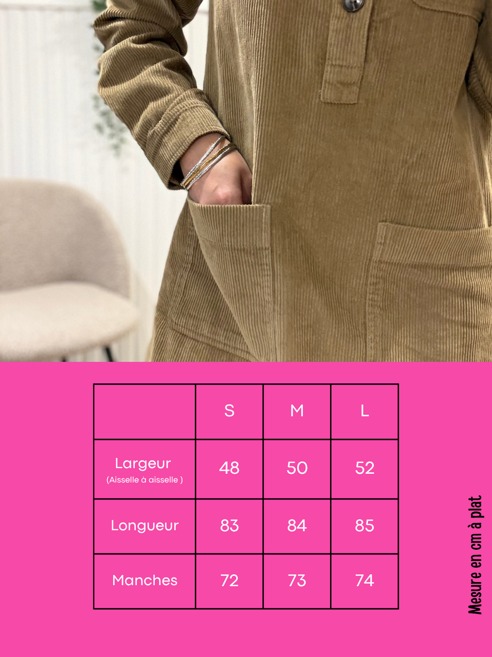 Robe courte en velours côtelé taupe