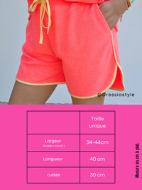 Short éponge corail à détails jaunes – Taille unique 36 à 42