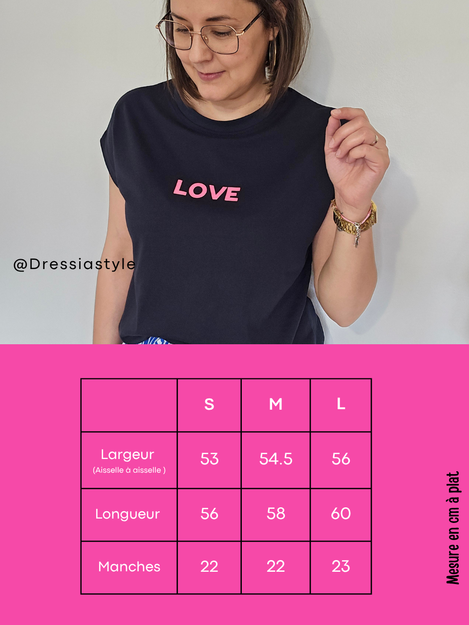Tee-shirt marine LOVE fuchsia – Love By MD