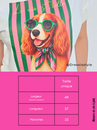 Tee-shirt femme imprimé chien original en coton