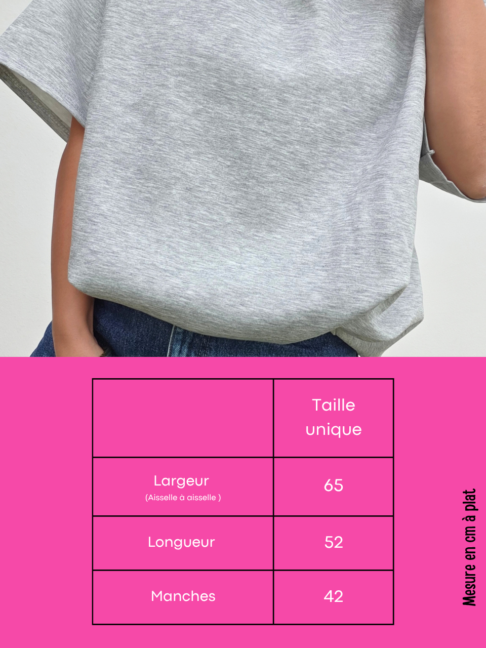 Sweat manches courtes gris oversize effet boule