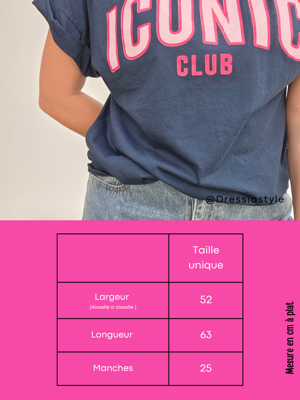 T-shirt Iconic Club 100% coton – Marine ou vieux rose