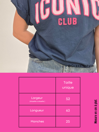 T-shirt Iconic Club 100% coton – Marine ou vieux rose
