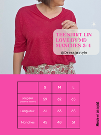 Tee-shirt en lin manches 3/4 rouge cerise – Love by MD