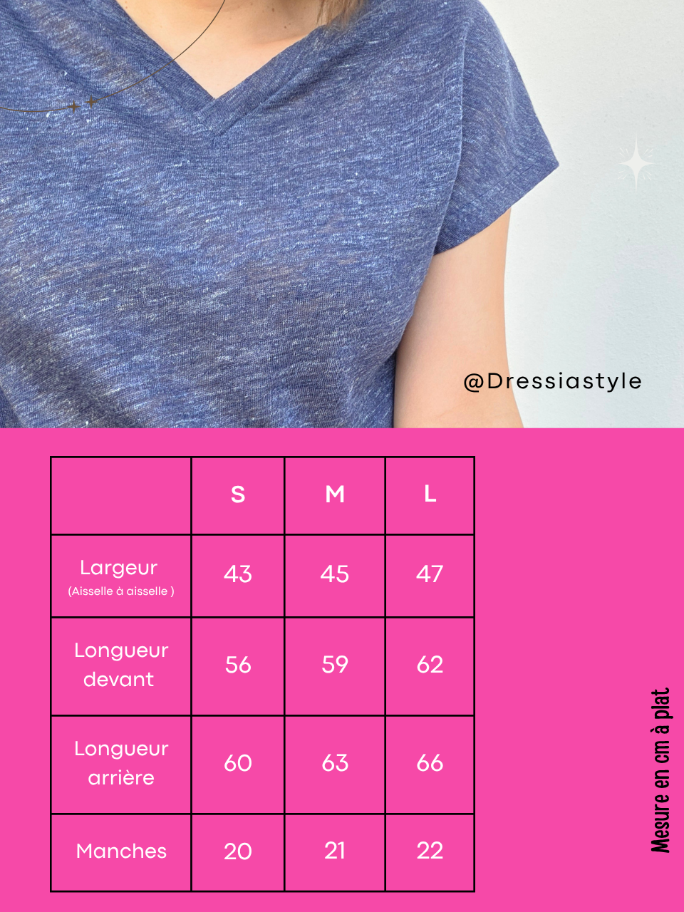 Tee-shirt en lin col V marine chiné – Love by MD