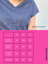 Tee-shirt en lin col V marine chiné – Love by MD