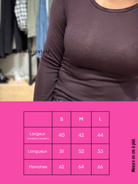 Tee-shirt manches longues aubergine lyocell et laine - Oraije