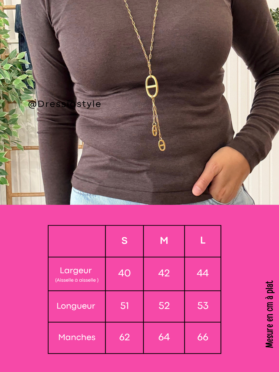 Tee-shirt manches longues marron lyocell Oraije
