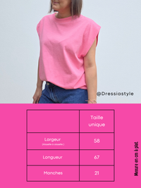 Tee-shirt rose 100 % coton  -Taille unique 36 à 42