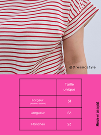 Tee-shirt rayé col strié
