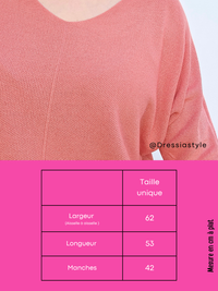 Tee-shirt maille légère col V vieux rose