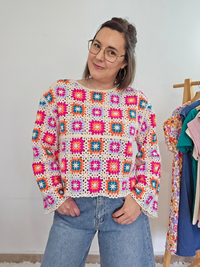 Haut crochet multicolore – esprit bohème