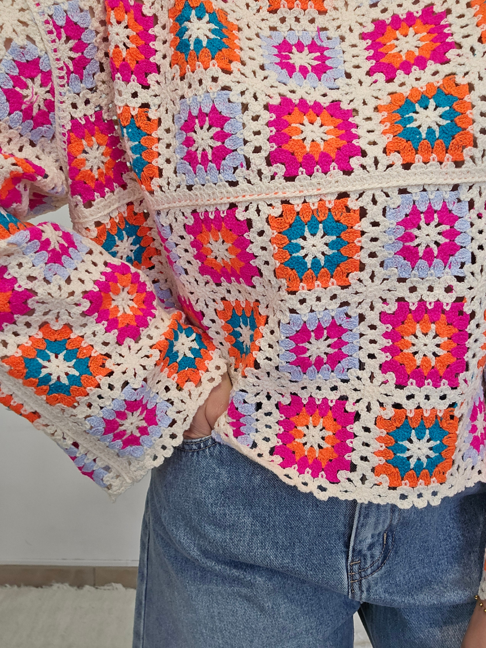 Haut crochet multicolore – esprit bohème