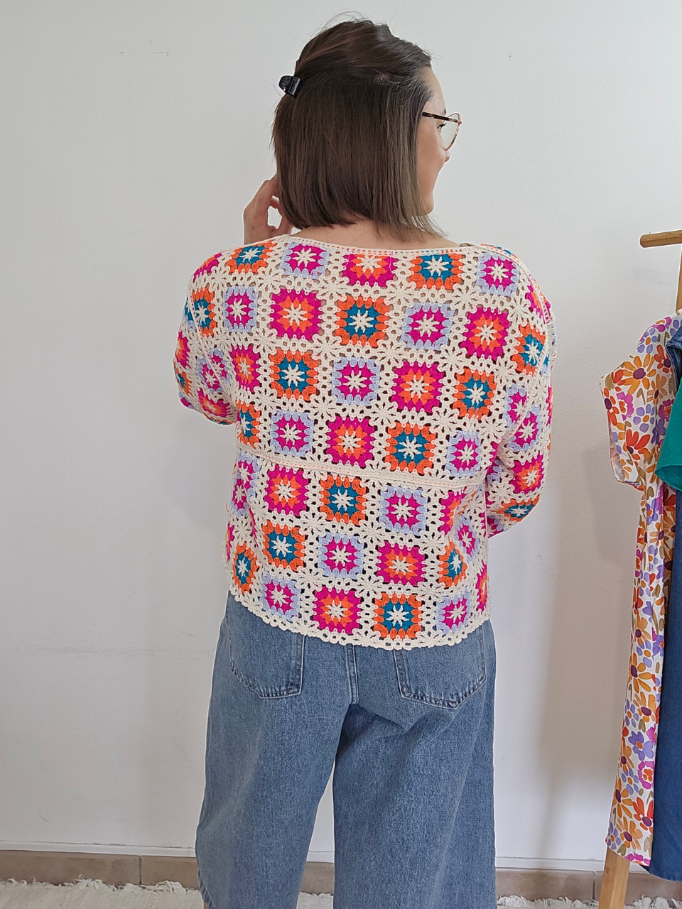 Haut crochet multicolore – esprit bohème