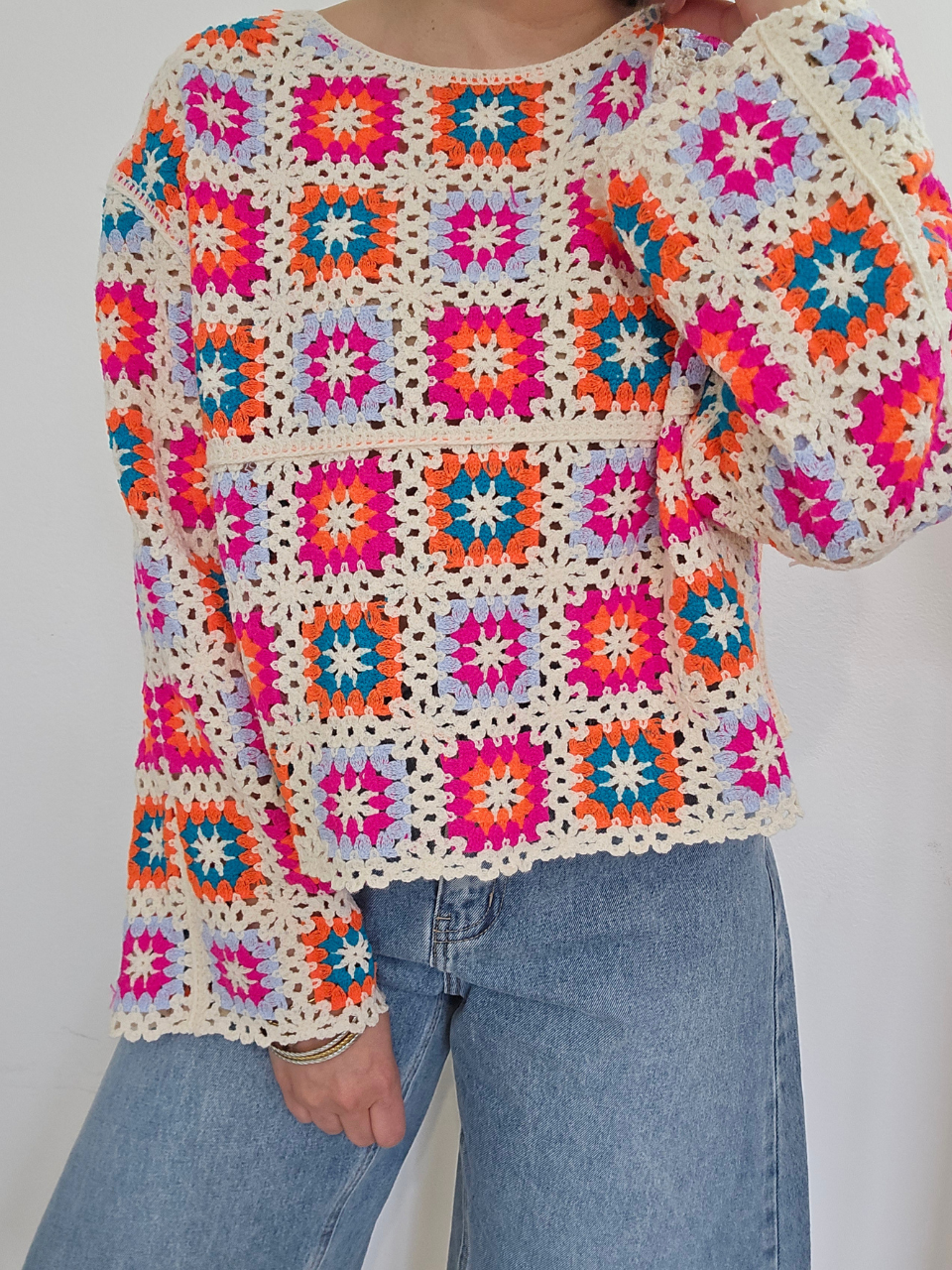 Haut crochet multicolore – esprit bohème