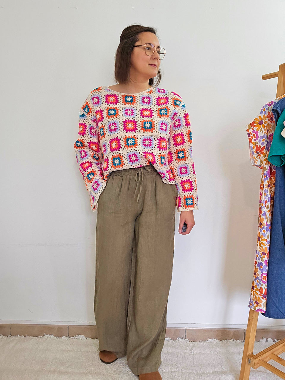 Haut crochet multicolore – esprit bohème