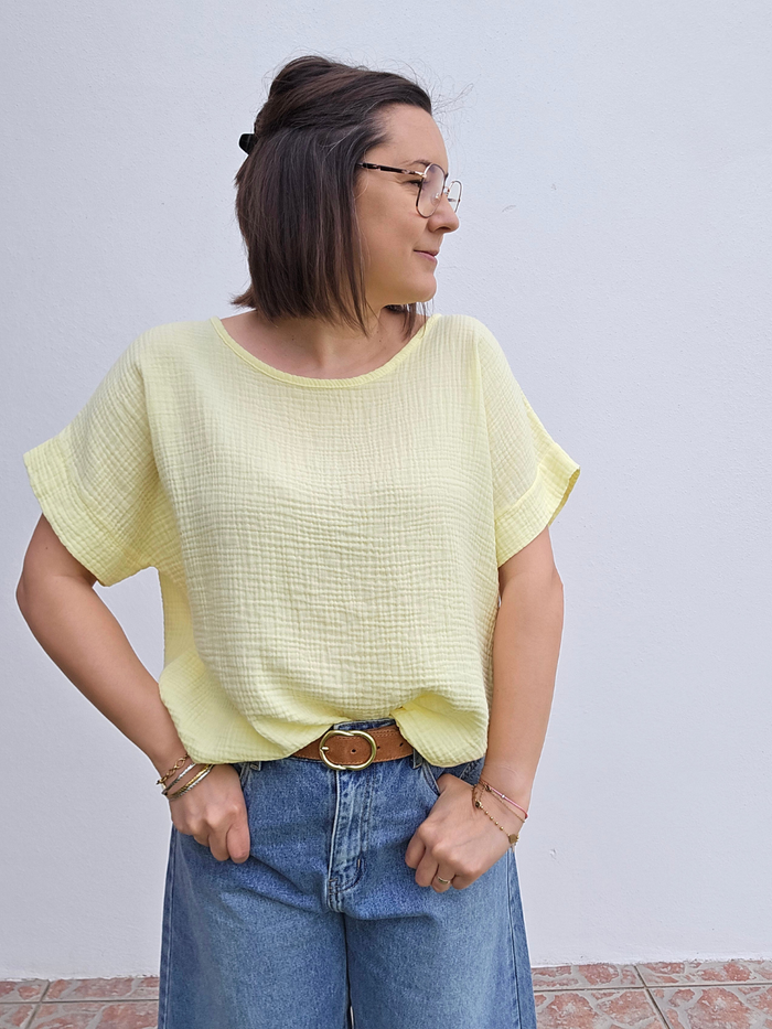 Haut en gaze de coton – Marine ou Jaune