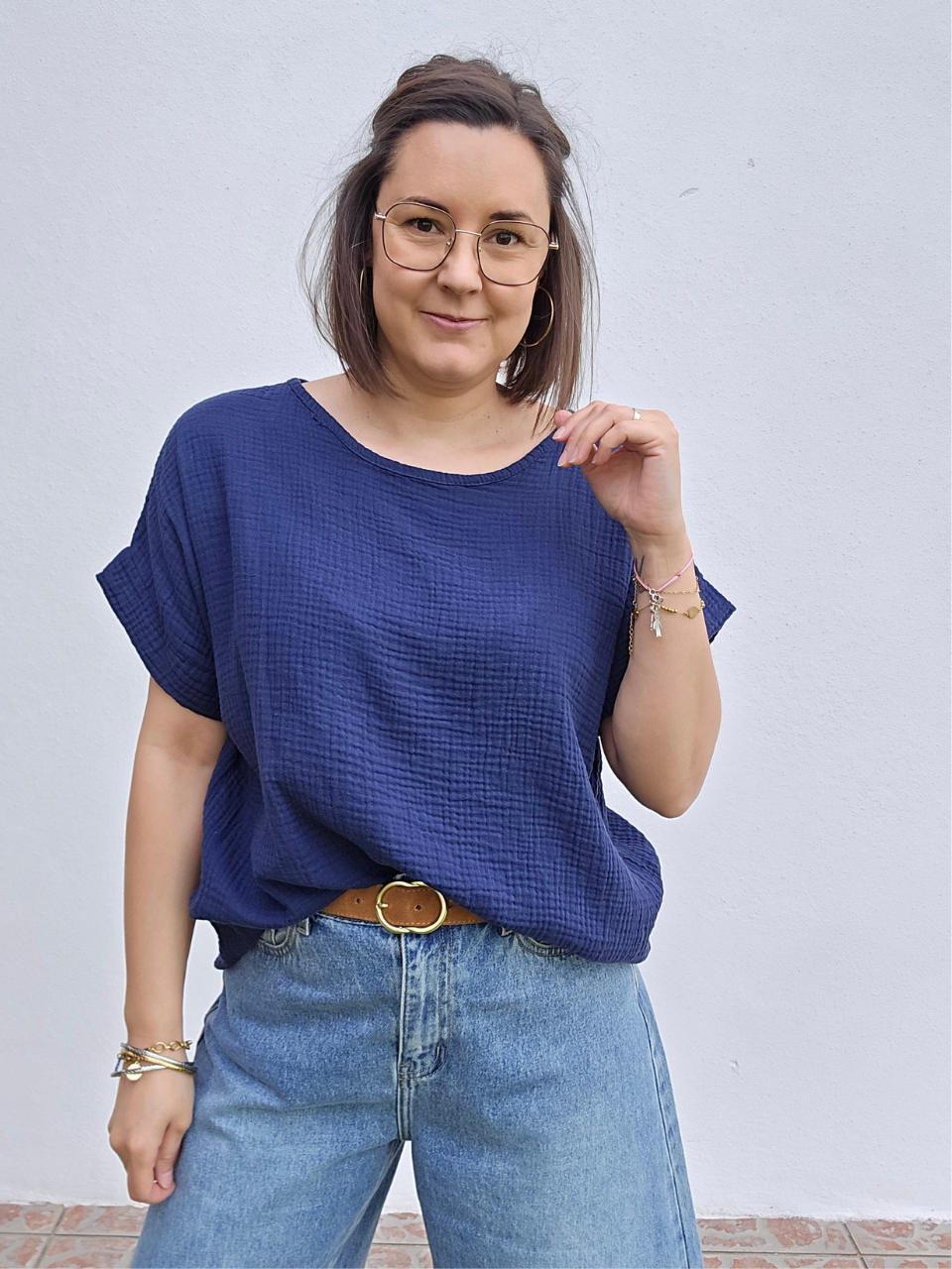 Haut en gaze de coton – Marine ou Jaune