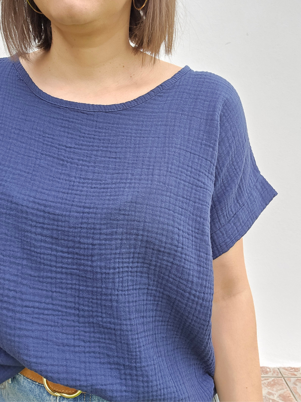 Haut en gaze de coton – Marine ou Jaune