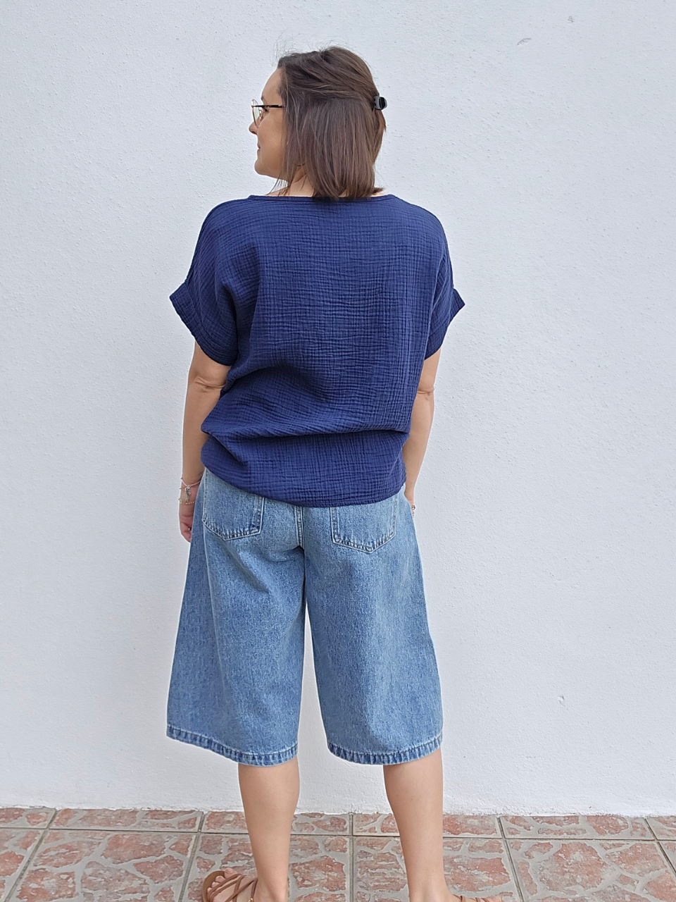 Haut en gaze de coton – Marine ou Jaune