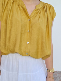 Haut fluide ajouré aux épaules – Ocre, Blanc & Vieux rose