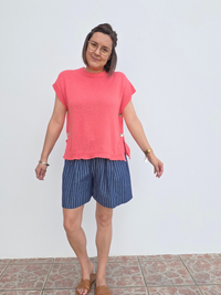 Haut en maille corail boutons sur le côté - Taille unique