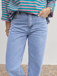 Jean femme coupe barrel denim bleu clair