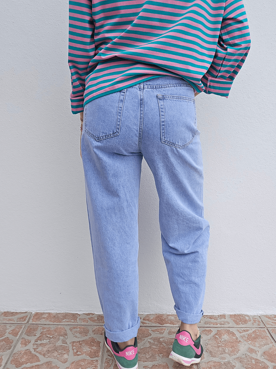 Jean femme coupe barrel denim bleu clair