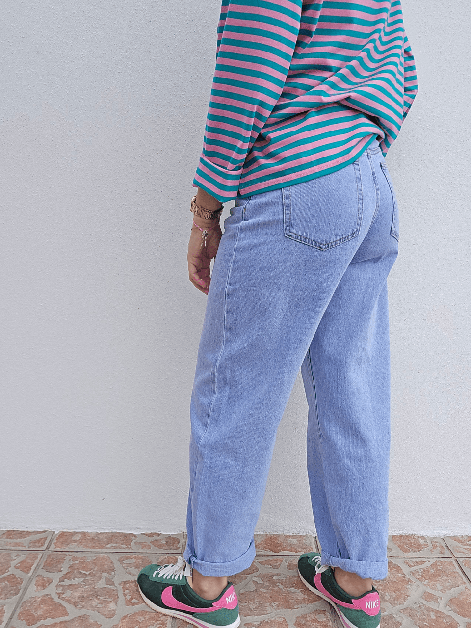 Jean femme coupe barrel denim bleu clair