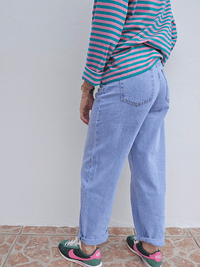 Jean femme coupe barrel denim bleu clair