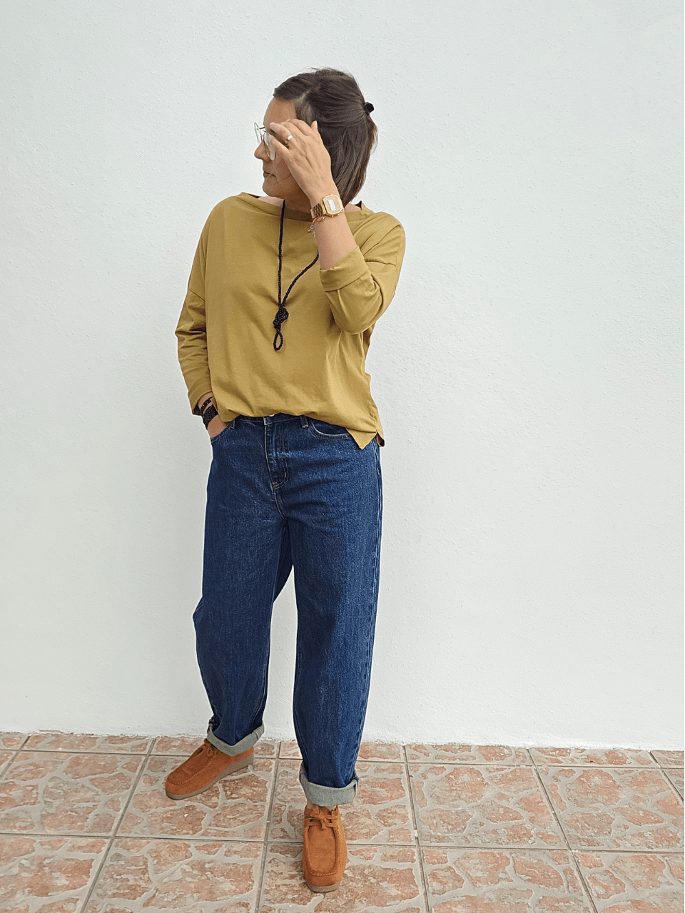 Jean barrel femme bleu brut