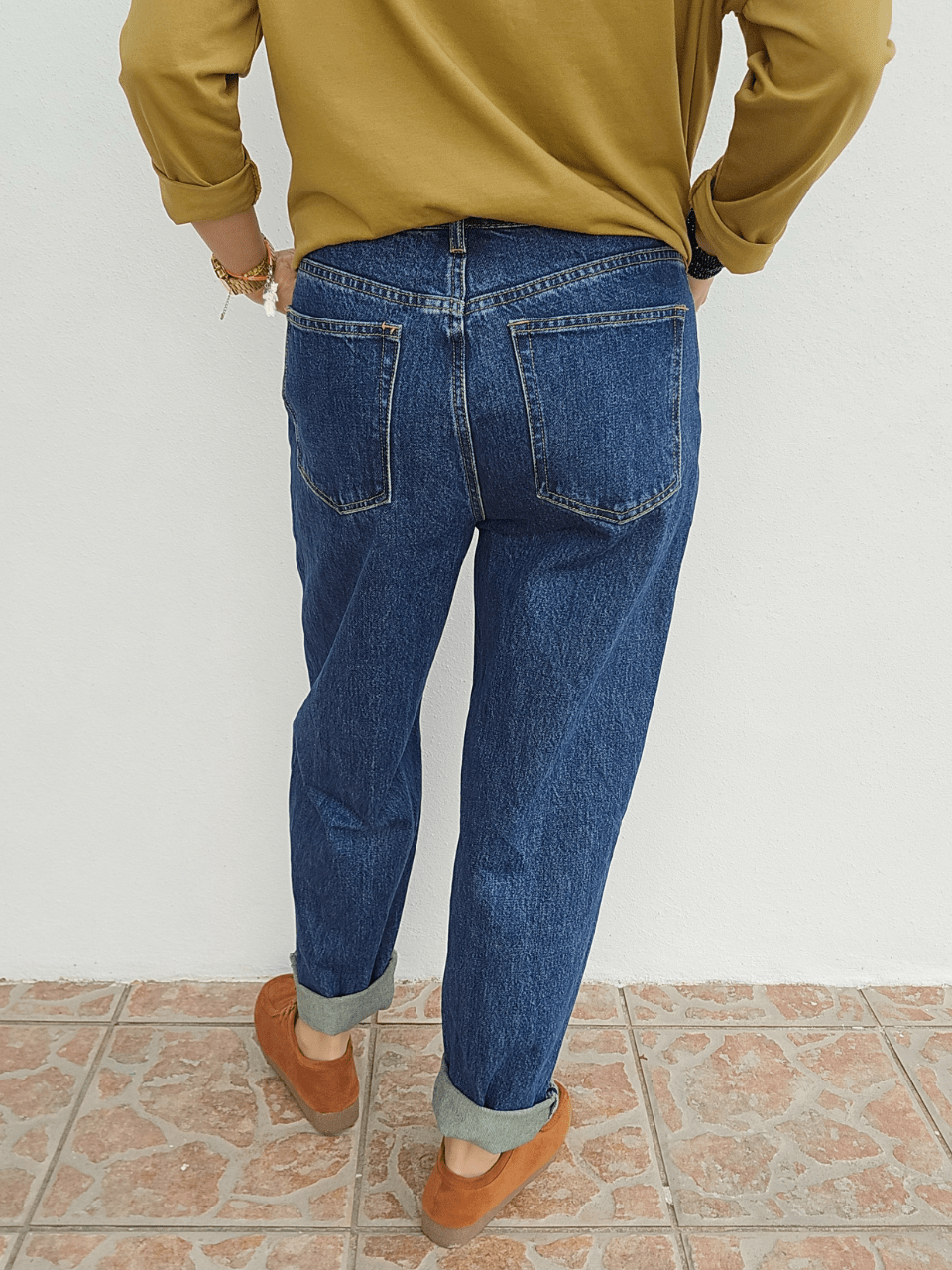 Jean barrel femme bleu brut