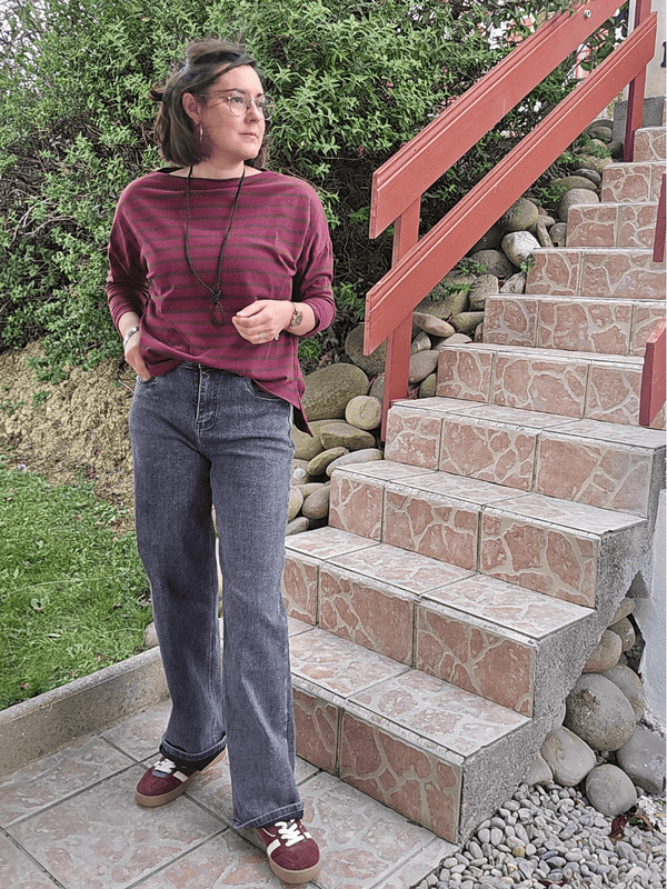 Jean gris ardoise femme – coupe droite large taille haute