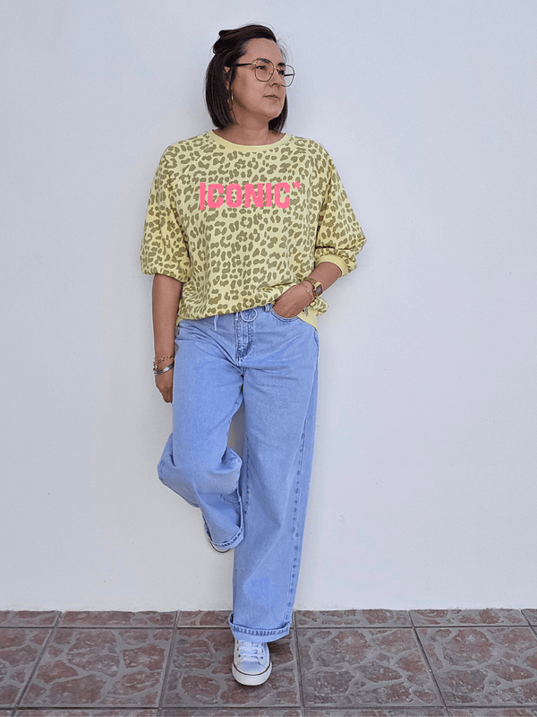 Jean large taille haute bleu clair – denim souple – Oraije