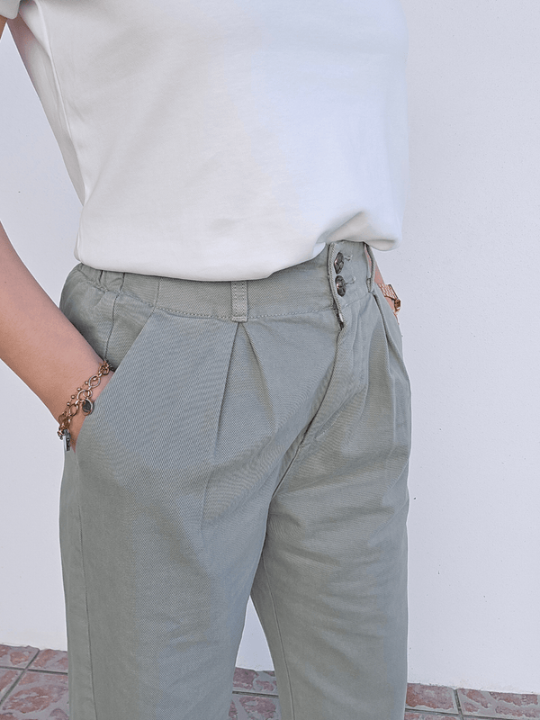 Jean mom femme taille haute vert sauge – Oraije